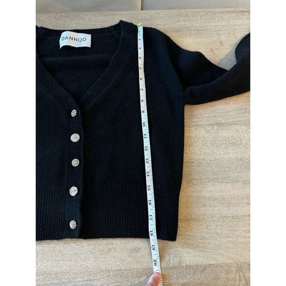 Dannijo Black V Neck Cropped Cardigan Jewel Buttons Cashmere Wool Small - Picture 7 of 8